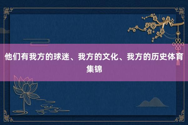 他们有我方的球迷、我方的文化、我方的历史体育集锦