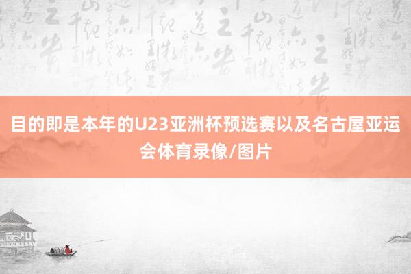 目的即是本年的U23亚洲杯预选赛以及名古屋亚运会体育录像/图片
