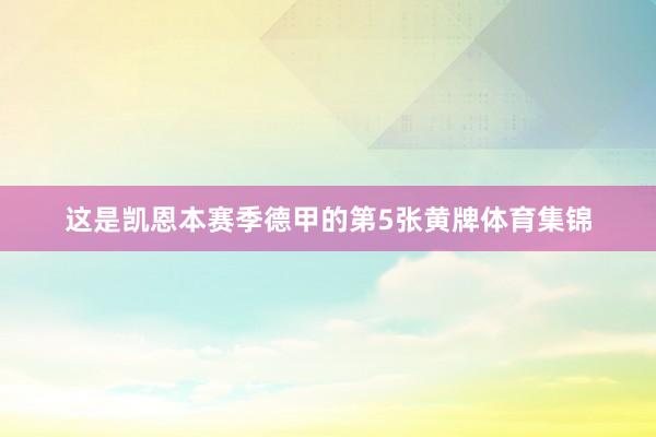 这是凯恩本赛季德甲的第5张黄牌体育集锦