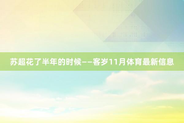 苏超花了半年的时候——客岁11月体育最新信息