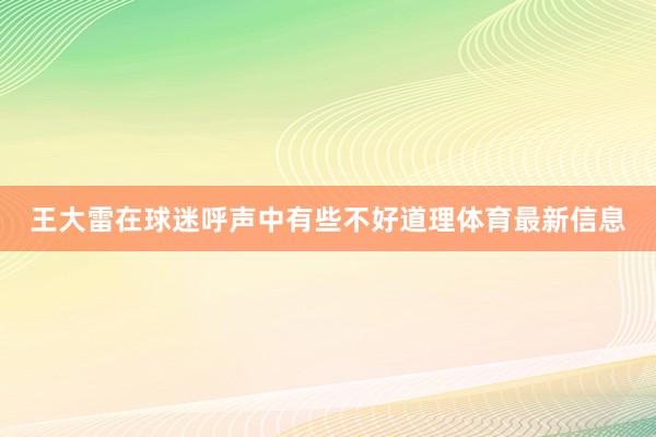 王大雷在球迷呼声中有些不好道理体育最新信息
