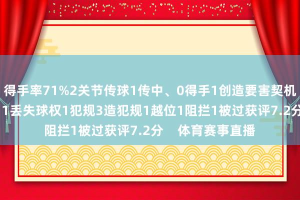 得手率71%2关节传球1传中、0得手1创造要害契机13叛逆、6得手11丢失球权1犯规3造犯规1越位1阻拦1被过获评7.2分 体育赛事直播