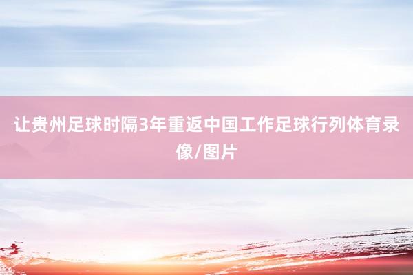 让贵州足球时隔3年重返中国工作足球行列体育录像/图片