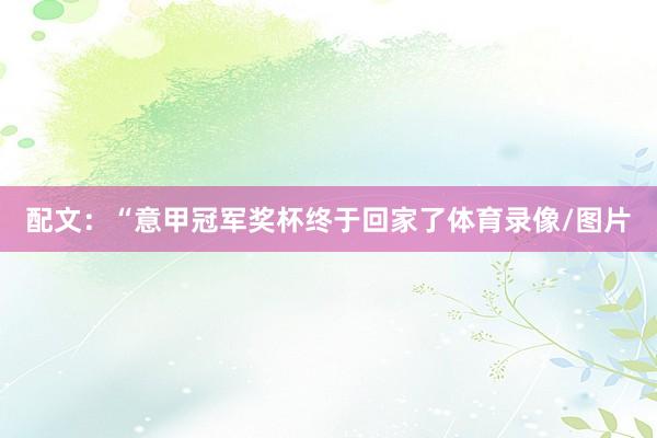 配文：“意甲冠军奖杯终于回家了体育录像/图片